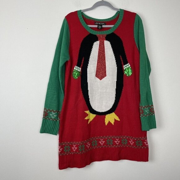 United States Sweater Holiday Penguin Sequins Novelty Ugly Sweater Mens XL - Picture 1 of 7
